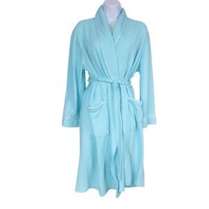 Noire Jasmine Rose Womens Robe SZ S Blue Tie Long Sleeve SZ S Slippers Lot 2